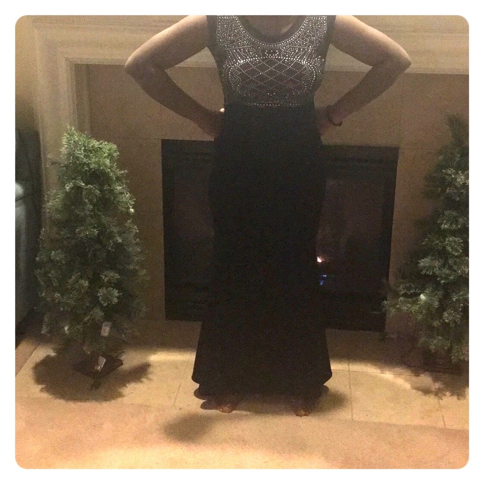 Formal floor length black evening gown