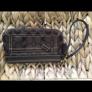 Brown Signature Coach Wristlet
