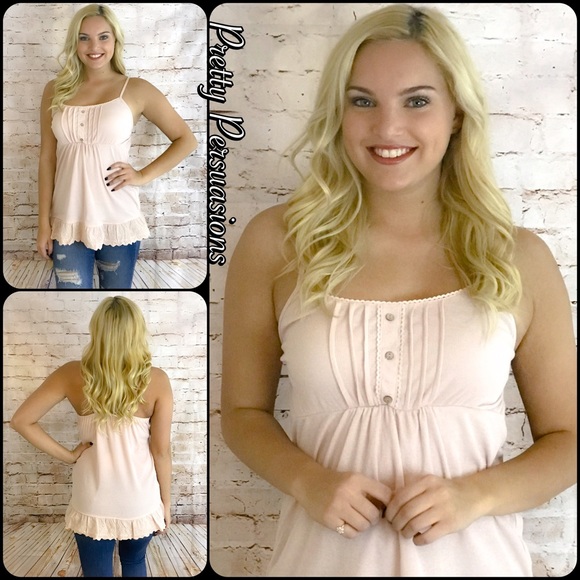 LAST ONE! NWT Peach Scalloped Eyelet Babydoll Top - Picture 5 of 5