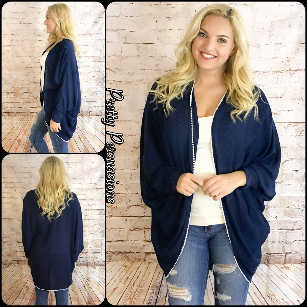 CLEARANCE‼️ NWT Navy Lightweight Open Front Kimono - Picture 1 of 4