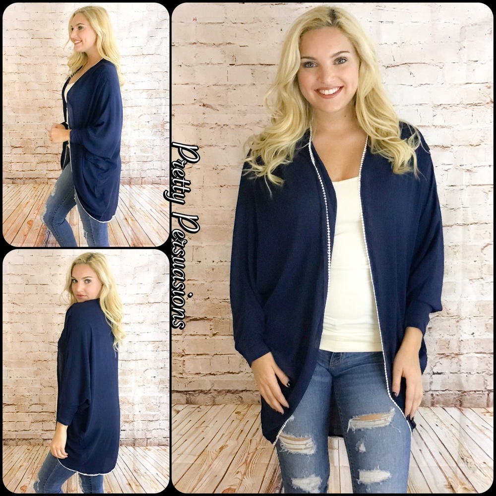 CLEARANCE‼️ NWT Navy Lightweight Open Front Kimono - Picture 4 of 4