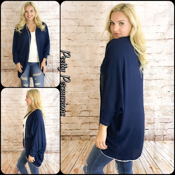 CLEARANCE‼️ NWT Navy Lightweight Open Front Kimono - Picture 2 of 4