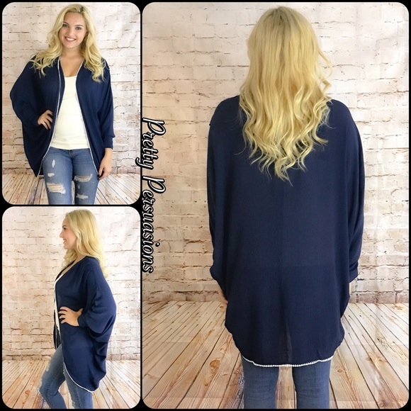 CLEARANCE‼️ NWT Navy Lightweight Open Front Kimono - Picture 3 of 4