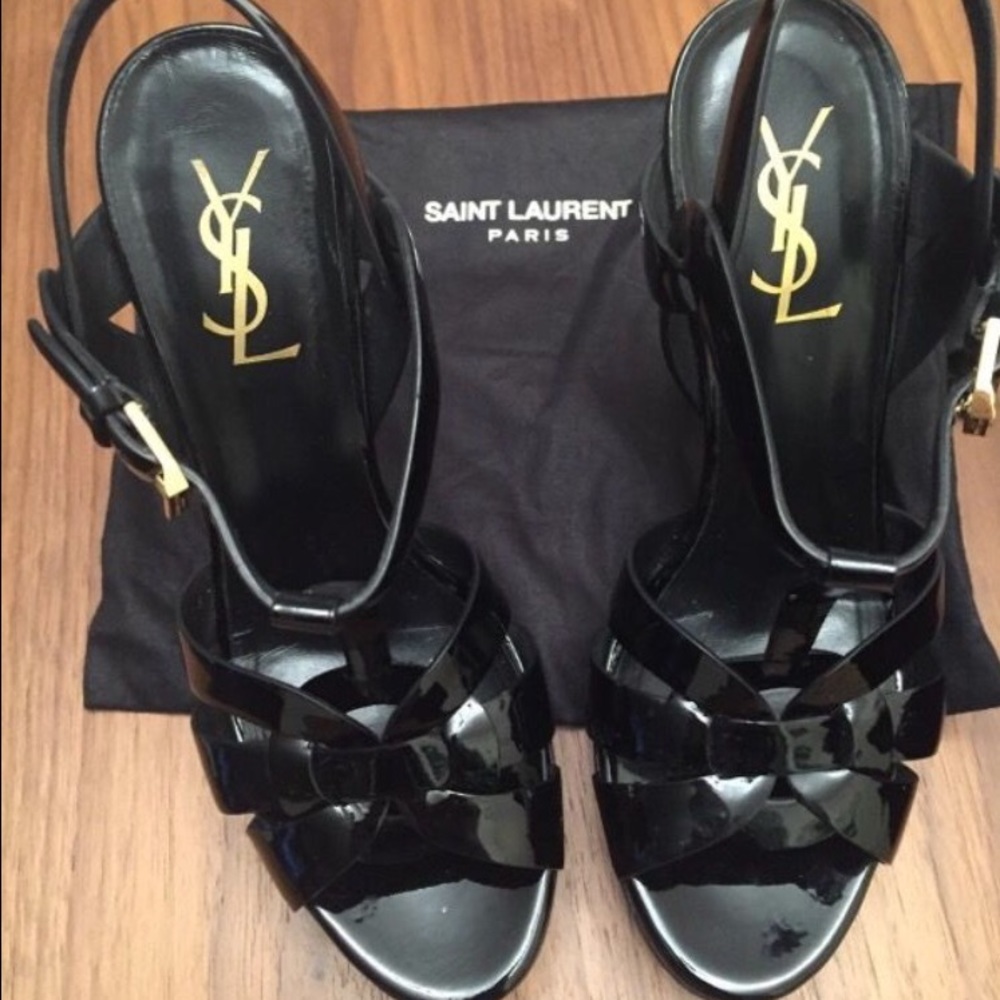 YSL tribute size 38 black patent platform