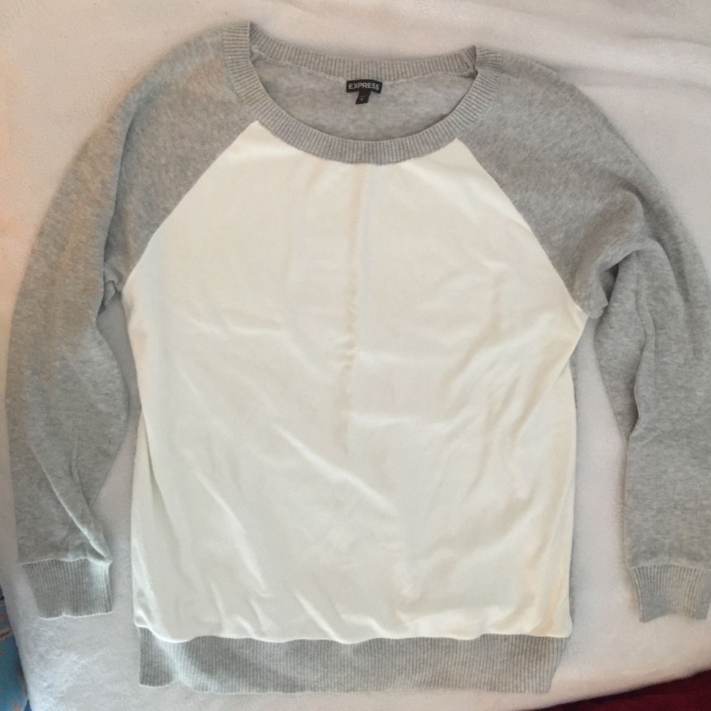 Express Faux Suede Baseball Style Sweater NWOT