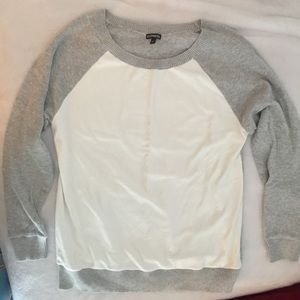 Express Faux Suede Baseball Style Sweater NWOT