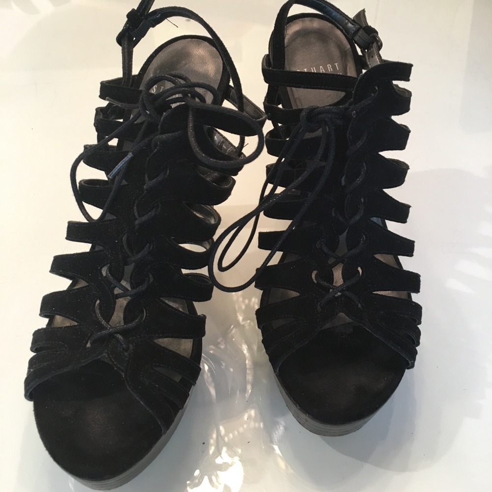 Stuart Weitzman black suede platform