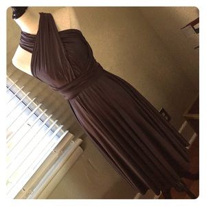 Two Birds short wrap dress in gunmetal.