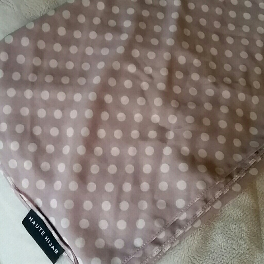 Pale nude-blush pink polka dot square scarf