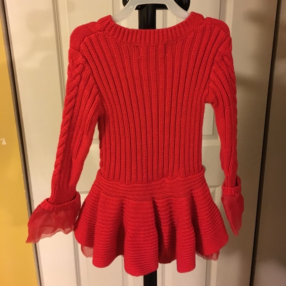 Girl Sweater Ruffle Organza Stitching Knitting - Picture 2 of 2