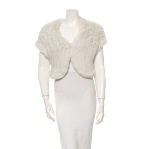 Alice + Olivia Genuine Rabbit Fur Cropped Shrug