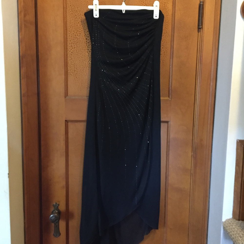 Black strapless cocktail dress