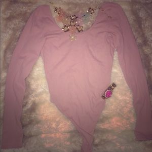 Fell for you baby pink body suit