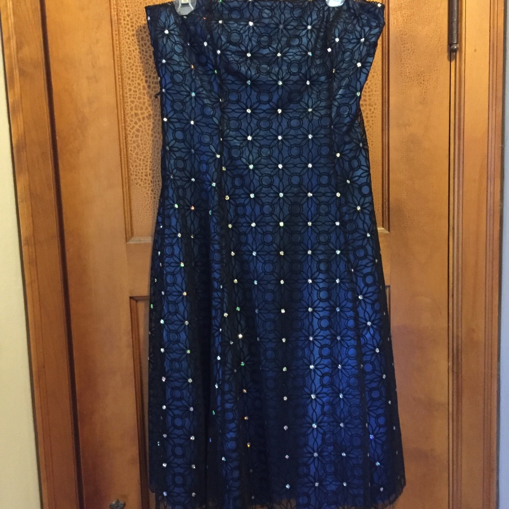 Blue and black cocktail dress