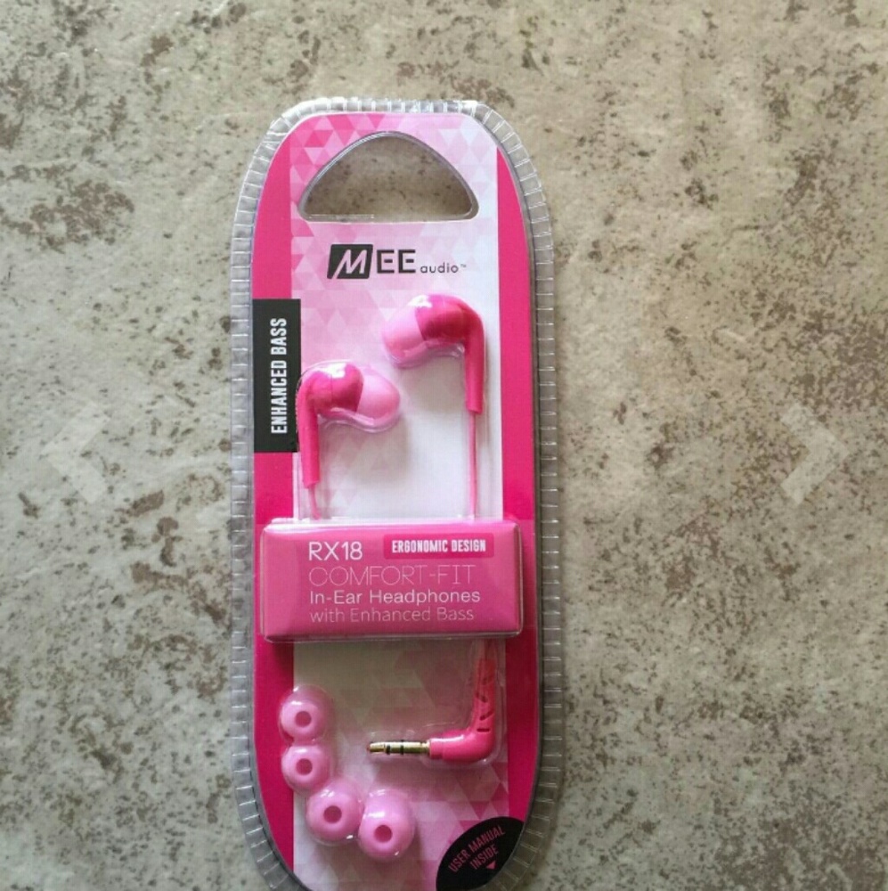 Pink headphones for girls womens earbuds new