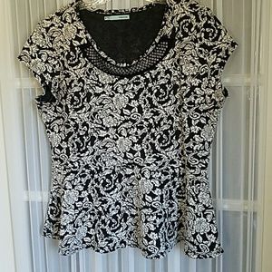 Peplum black and white top