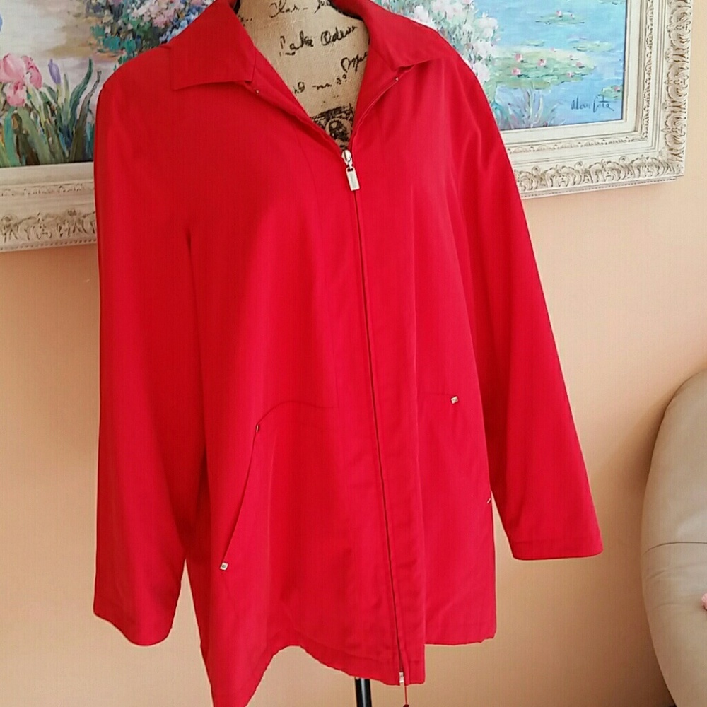 Beautiful Red Light Weight Jacket With Hood