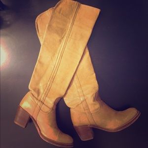 Frye Over The Knee Boots in Caramel