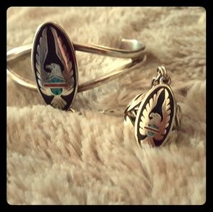 Beautiful Harley Davidson logo bracelet/ring combo