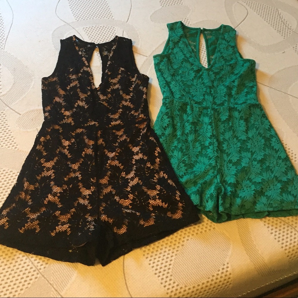 2 NWOT Nightcap by Free People Lace Rompers! XS