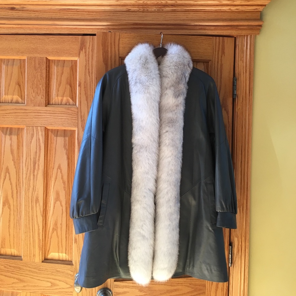 Mid-sized, worn 2x, authentic leather fox coat