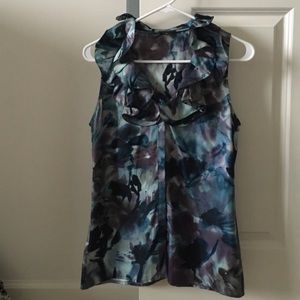 Ann Taylor Watercolor Ruffle Blouse Size 2