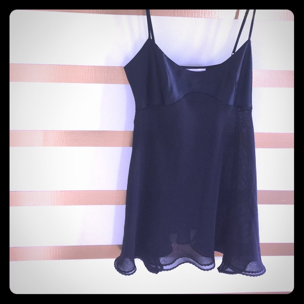 Victoria's Secret Sheer Black Satin Chemise