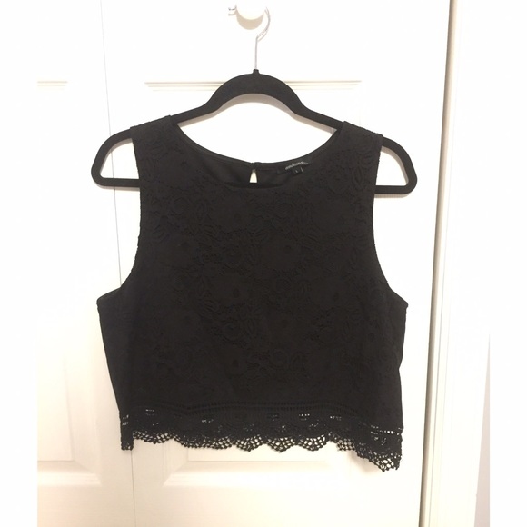Ambiance Tops - NWT Black lace crop top