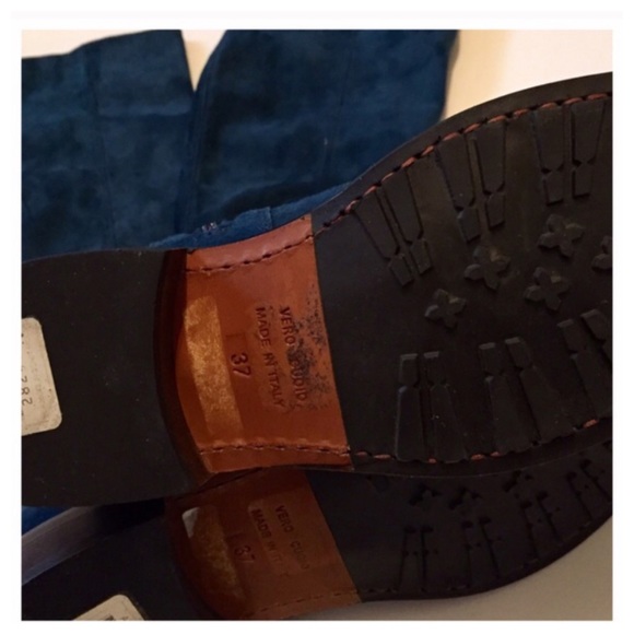 MOSCHINO Teal Suede Boots! New! Stretch Boots - Picture 4 of 5