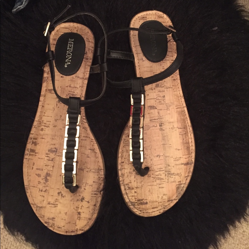Cute black and gold sandals