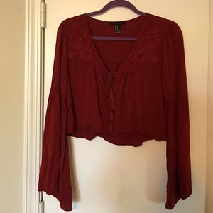 Cropped Bell Sleeve Blouse