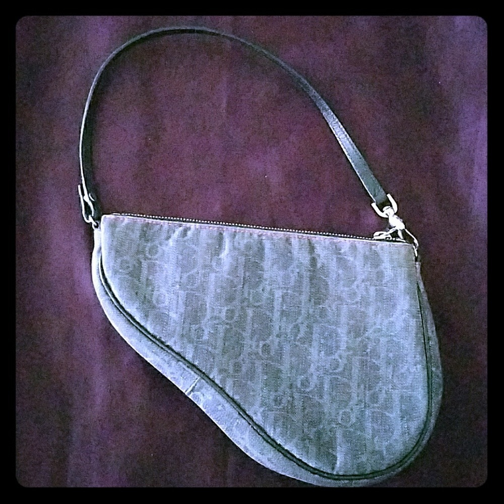 Auth Christian Dior Jean  Monogram Satchel