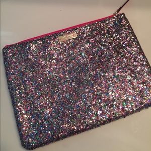 Kate Spade Mia pouch bag pink glitter ! ♠️♥️