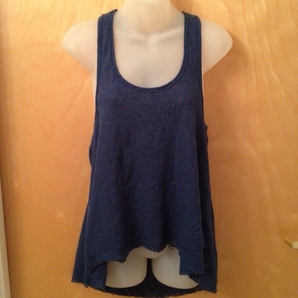 Free people blouse. navy blue with beads