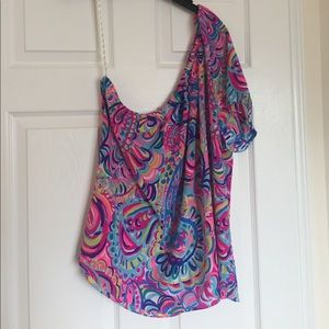 Lilly Pulitzer One-Shoulder Blouse