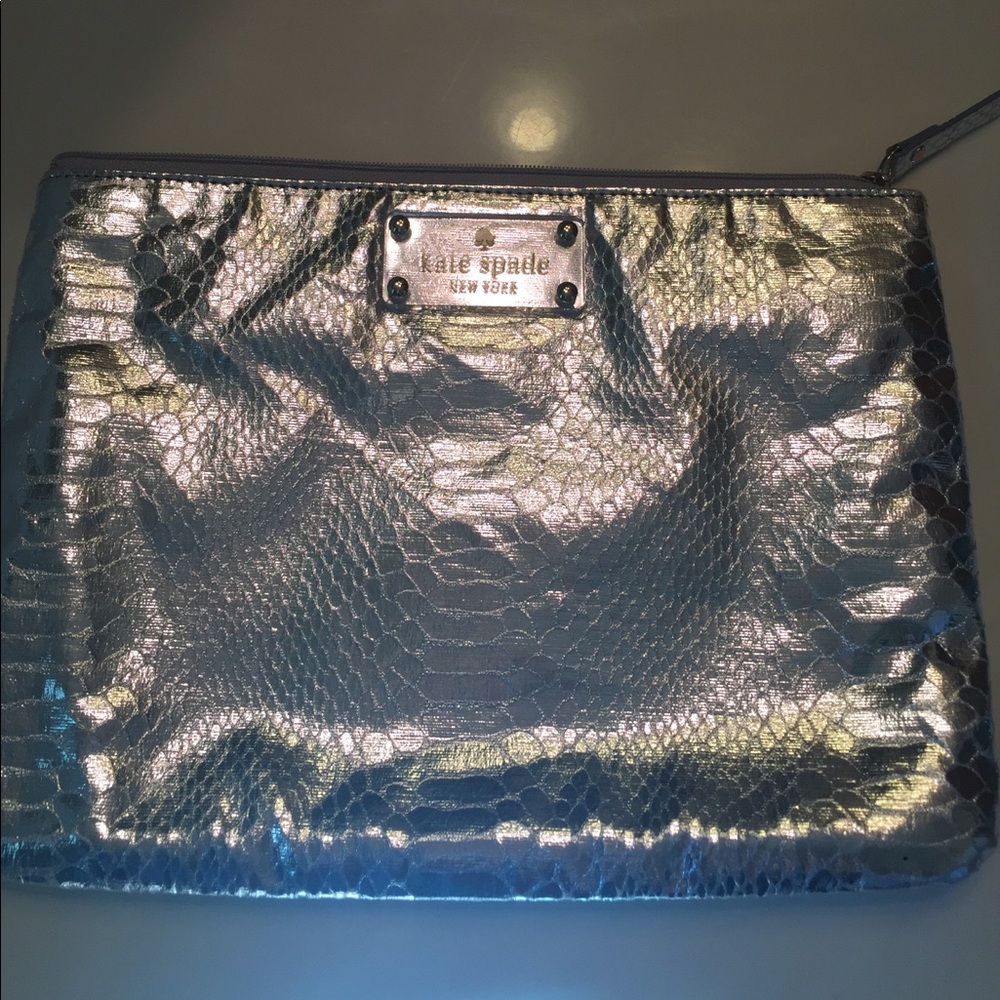 Beautiful silver snakeskin Mia pouch Kate Spade