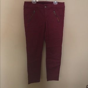 Burgundy Moto-style Skinny Pants