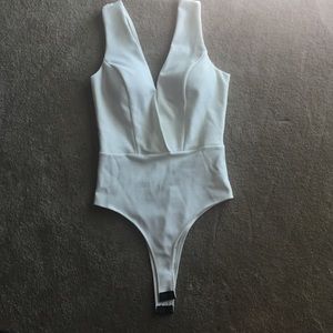 Boohoo white padded bodysuit