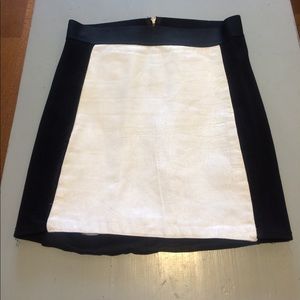 Michelle Mason Black and White Leather Mini Skirt