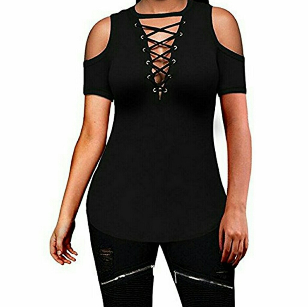 Brand new stylish cut out shoulder shirt