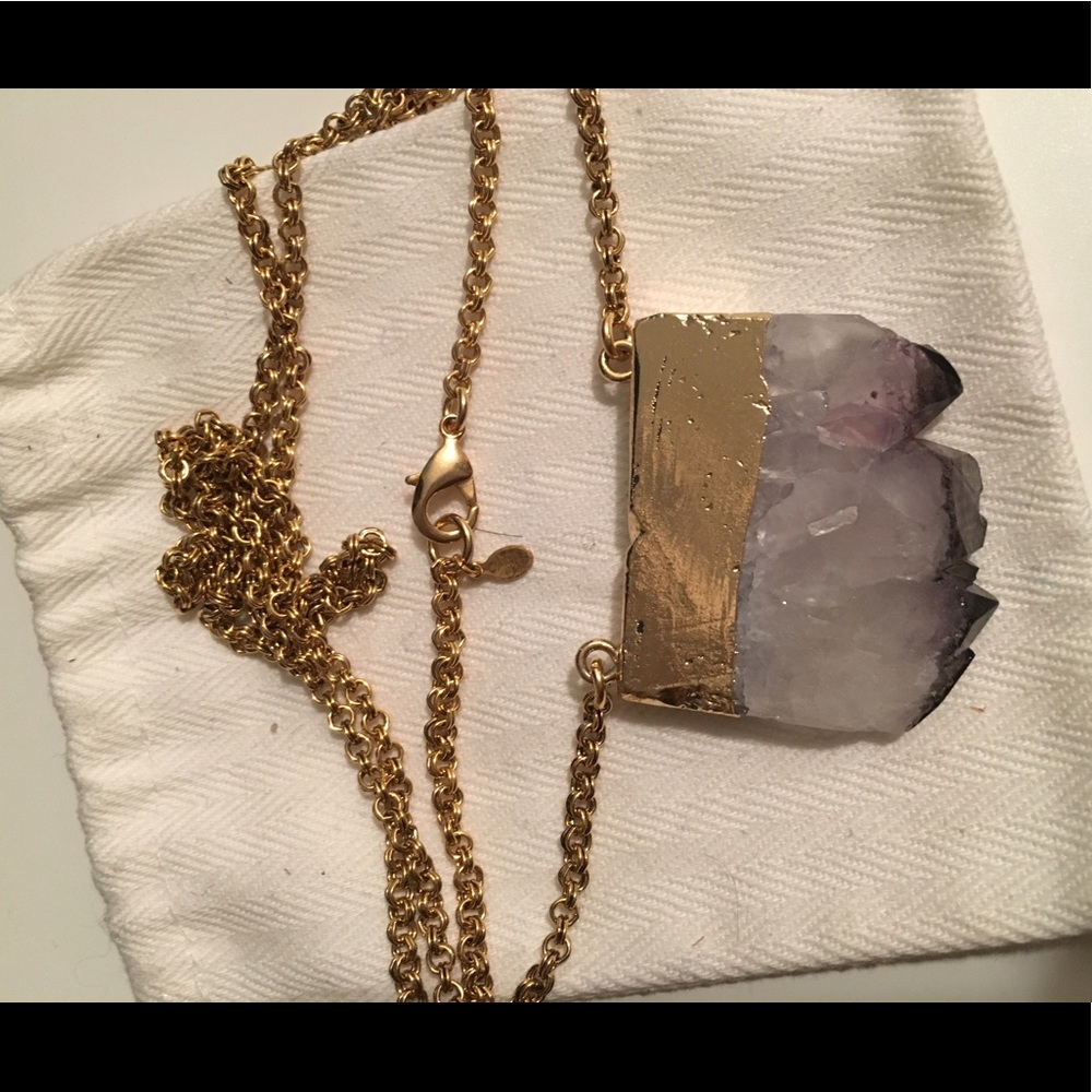 Raw stone gold dipped necklace