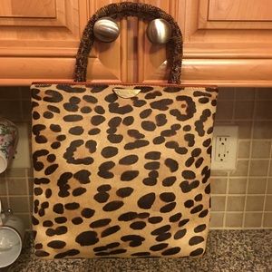 Christian Dior Leopard Skin Purse, Beaded Handle