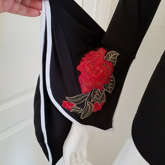 LOW STOCK! Very Sexy! Off Shoulder Rose Bodysuit - Picture 4 of 6