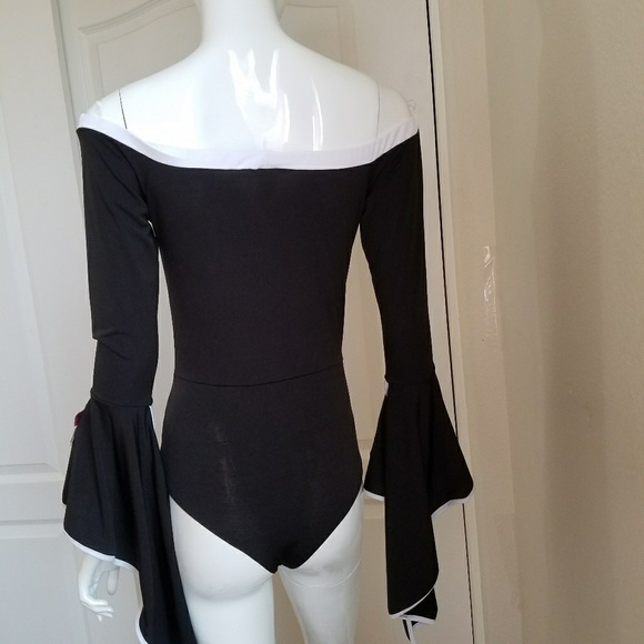 LOW STOCK! Very Sexy! Off Shoulder Rose Bodysuit - Picture 5 of 6