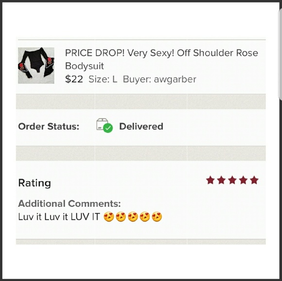 LOW STOCK! Very Sexy! Off Shoulder Rose Bodysuit - Picture 6 of 6