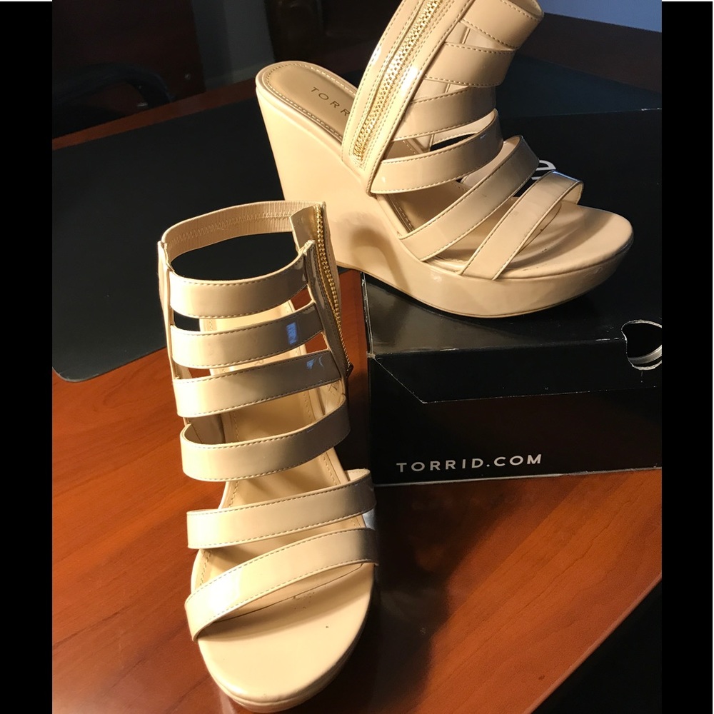 Torrid Nude patent strappy platform