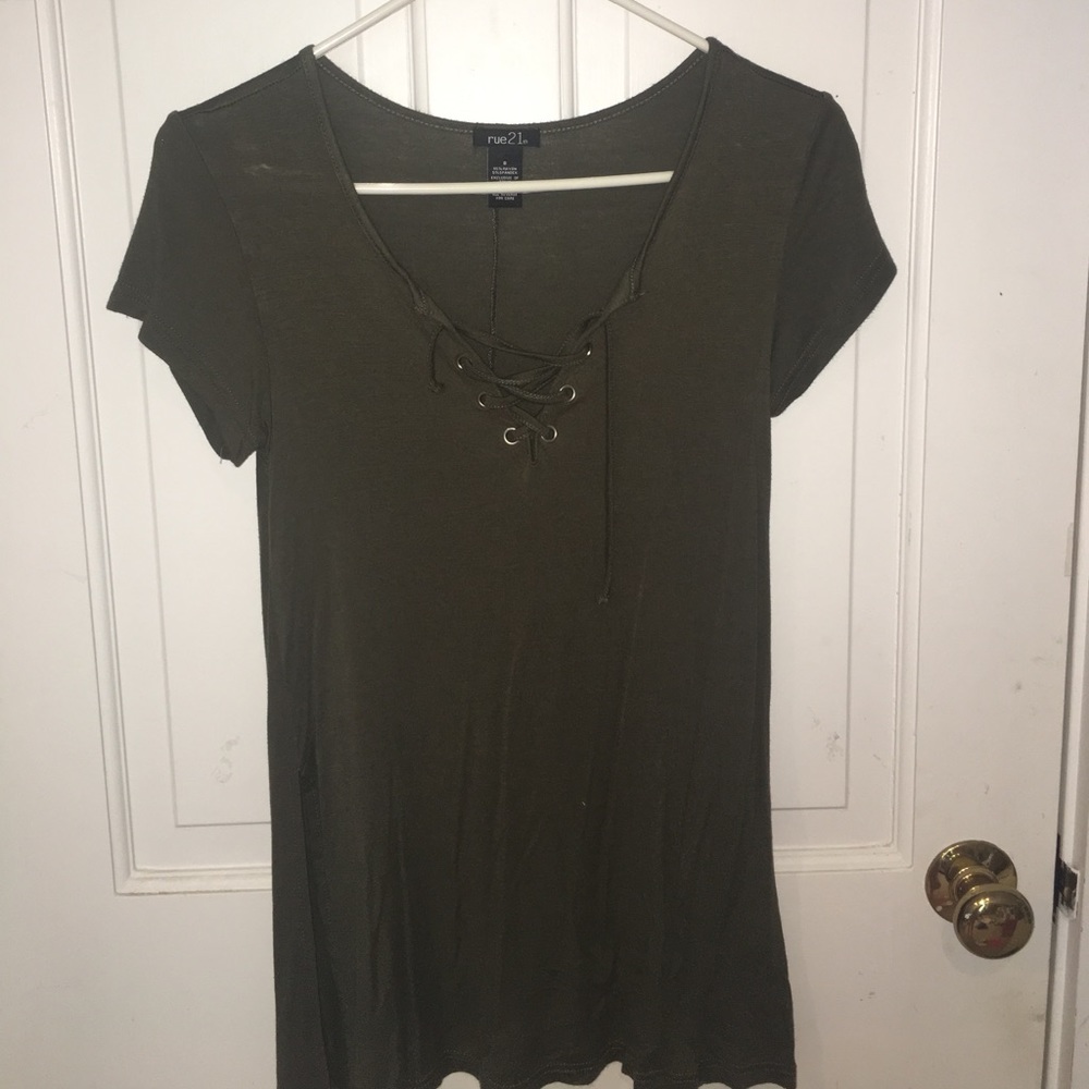 Short Sleeve Lace Up Top