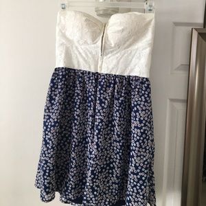 Strapless Lace And Floral Dress