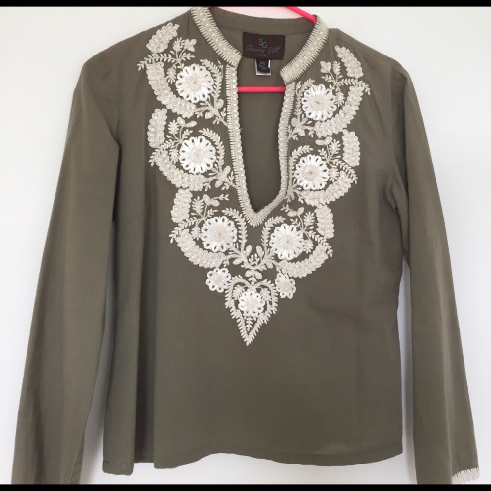 Sharon Gill NYC Embroidered Tunic Top - Size XS