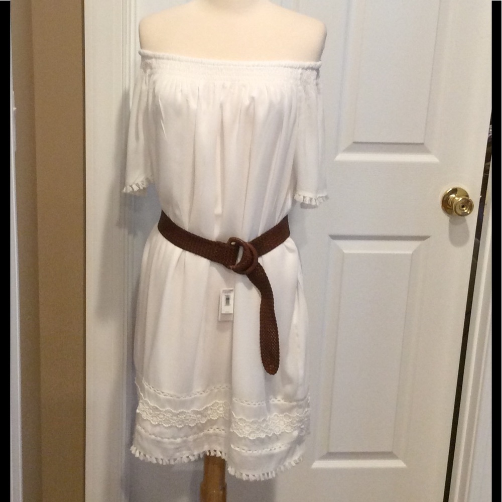 Loft xs off the shoulder dress white SZ xs - Picture 3 of 7
